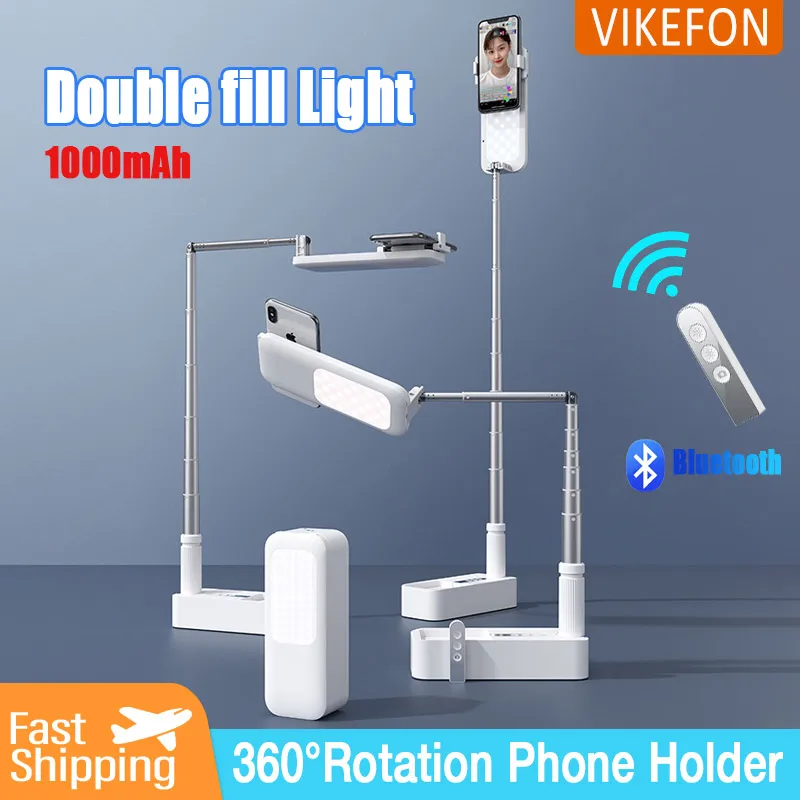 Multifunktionaler Handyhalter, kann gebogen und teleskopisch sein, mit Bluetooth-Fernbedienung, Fülllicht für Live-Shooting-Ständer im Freien Image