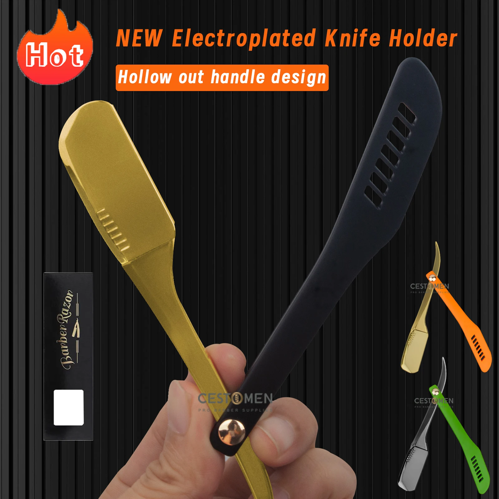 Profession eller Trimmer manueller Rasierer gerade Kante Edelstahl scharfer Friseur Rasiermesser faltbar Rasiermesser Rasur Bart geschnitten Image