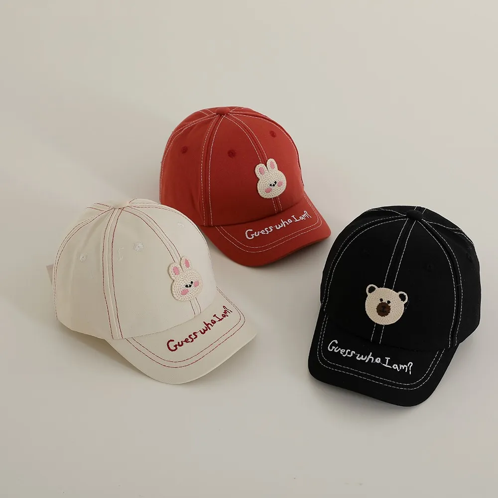 Niedliche Baby Cartoon Kaninchen Schirmmütze Stickerei Bär Kinder Baseball mützen Outdoor Junge Mädchen Sonnenschutz Hut Kind Baumwolle Casual Hüte Image