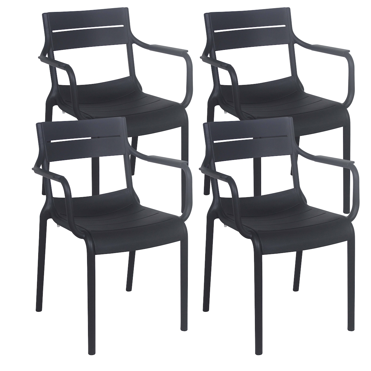 Oviala Business 4er-Set schwarze Kunststoff-Terrassenstühle Image