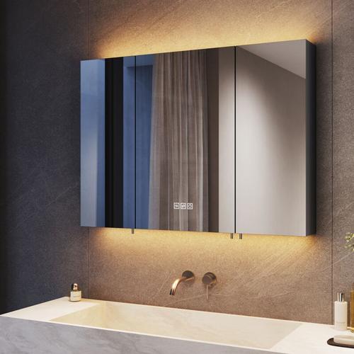 Badezimmer Spiegelschrank, Badspiegel mit led Beleuchtung mit 3 einstellbar Lichtfarben,