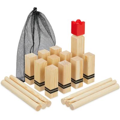 Relaxdays - Wikinger Spiel, Outdoor Wurfspiel, Kinder & Erwachsene, Holz, Schwedenschach, 21 Image