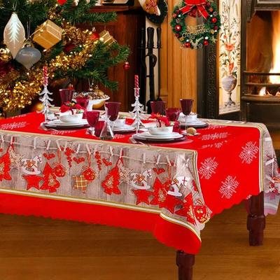 Dolaso - Weihnachtsparty-Tischdecke, rot, rechteckige Tischdecke, Esstischdecken 180 x 150 cm,