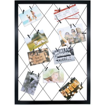 Holz Bilderrahmen schwarz mit Gummileinen - 75 cm x 55 cm - DIY Foto Collage Rahmen mit 20 Image