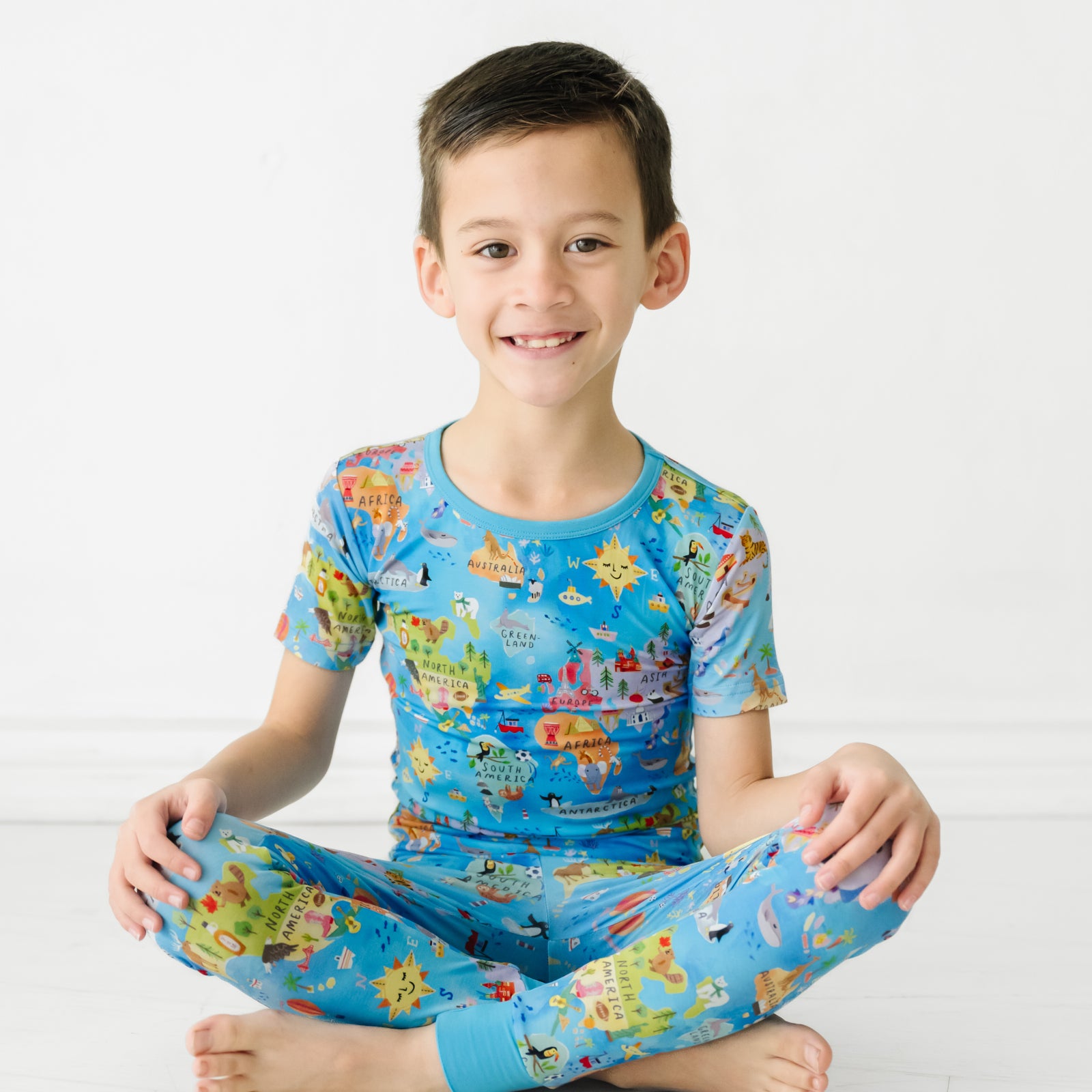 Around The World Two-Piece Short Sleeve Pajama Set - 2T