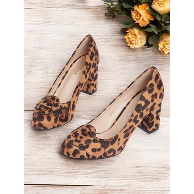 Women's Leopard Print Block Heel Pumps – Chic Animal Print High Heels for Casual and Formal Occasions