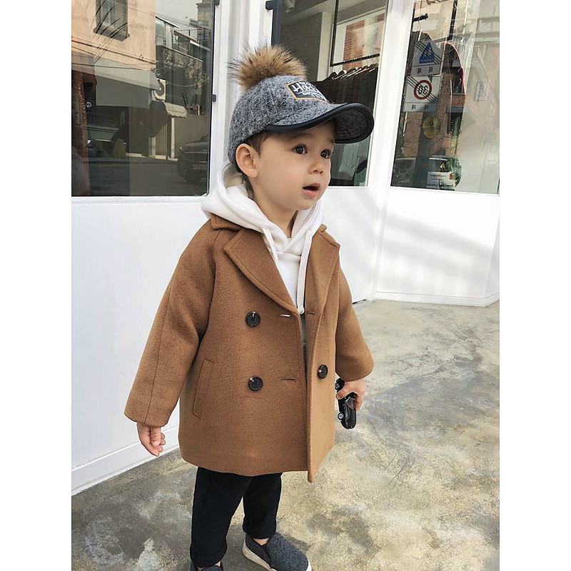Baby Boys Woolen Coat Jacket Kids Fashion Fall Coats Warm Autumn Winter Infant Clothing Toddler Childrens Outwears