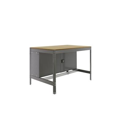 SimonRack Arbeitsbank ohne Schrauben mit Holzschalen und mit Simonwork BT0 -Schrankschrank. Grau/Holzfarbe 842x1210x760 mm Image