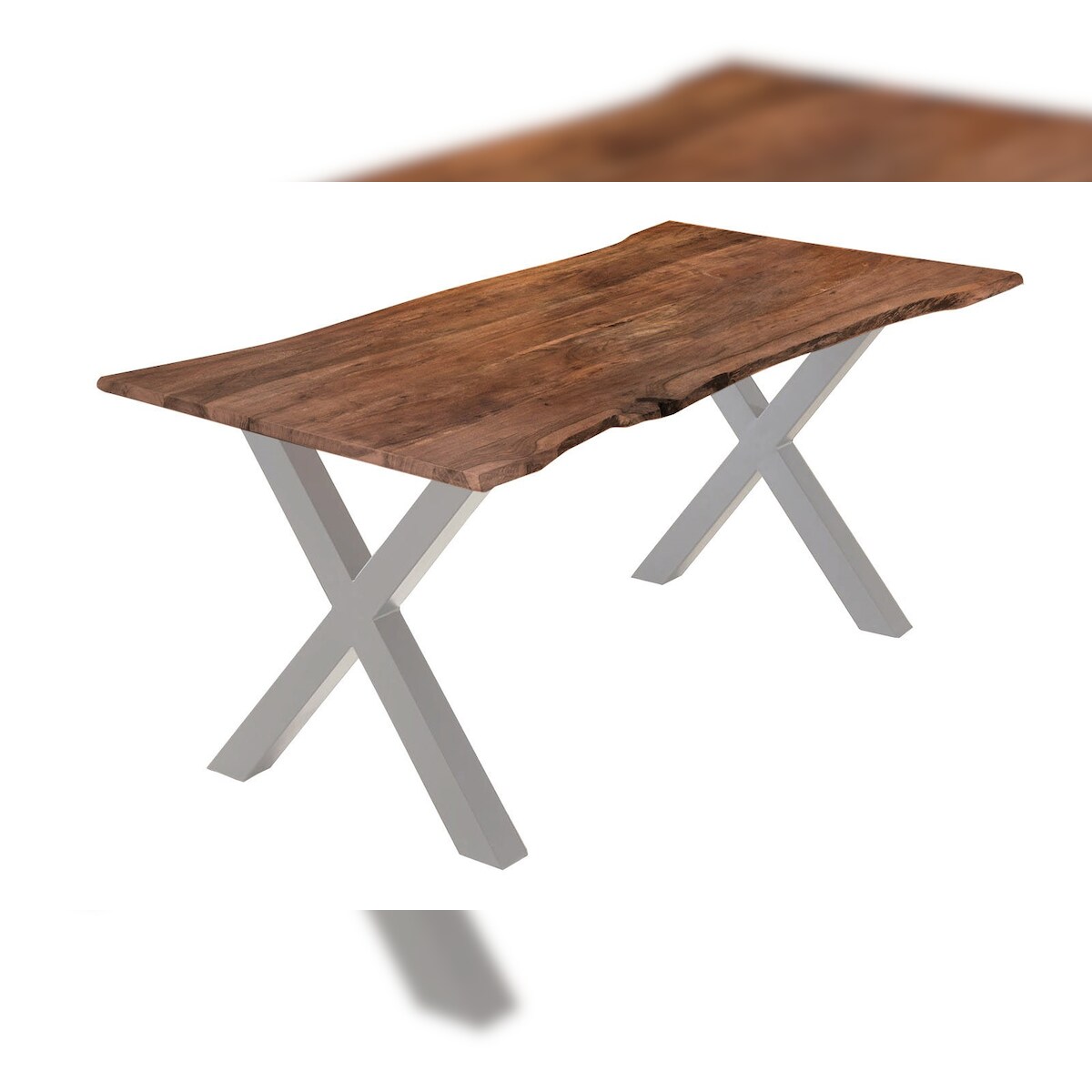Esstisch Akazie nussbaumfarben 180 x 90 cm X-Gestell silber YVONNE Image