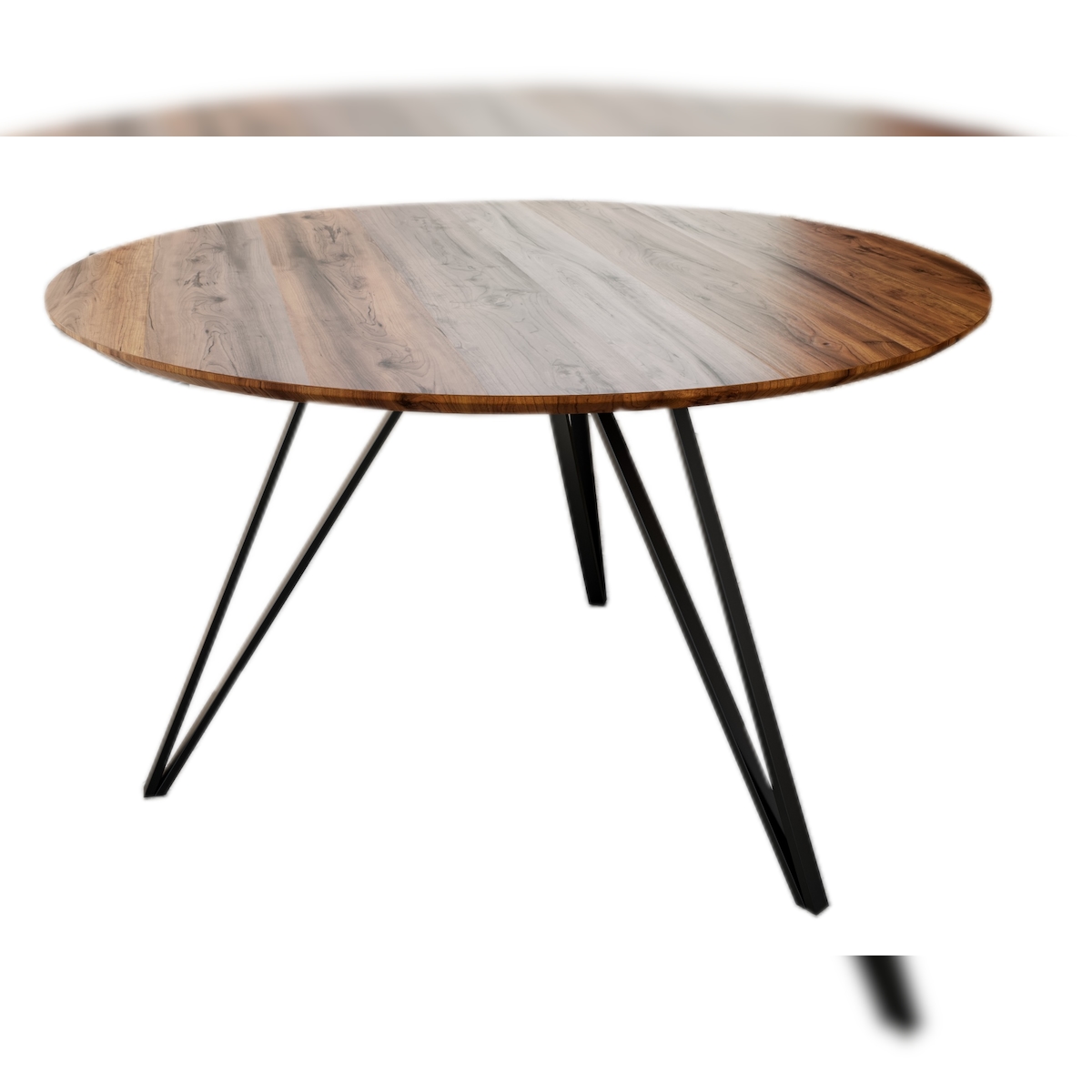 Möbelliebling Runder Esszimmertisch Akazie nussbaum Schweizer Kante 130 cm Metallfuß INSA Image