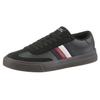 Sneaker TOMMY HILFIGER "TH CUPSET TERRACE", Herren, Gr. 44, schwarz, Leder, Veloursleder, kontrastfarbene Details, sportlich, Schuhe, Freizeitschuh, Halbschuh, Schnürschuh mit seitlichen Streifen
