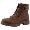 Winterboots TOM TAILOR, Damen, Gr. 36, braun (dunkelbraun used), Lederimitat, Textil, unifarben mit Farbeinsatz, casual, Schuhe, Blockabsatz, Winterstiefelette, Schnürboots in bequemer Form