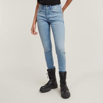Skinny-fit-Jeans G-STAR "3301 Skinny Wmn", Damen, Gr. 32, Länge 30, blau (lt aged), Denim/Jeans, Obermaterial: 92% Baumwolle, 7% Elastomultiester, 1% Elasthan, casual, skinny fit, Jeans, mit Stretch Image