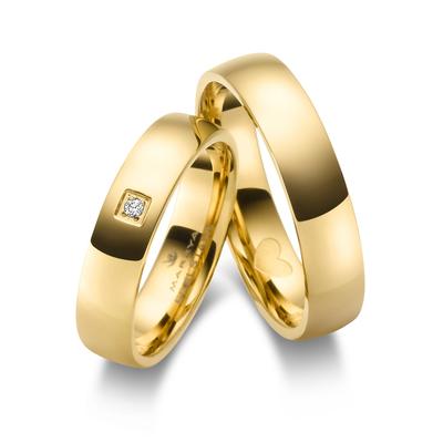 Partnerring MARRYA "Edelstahl Ringe Trauringe Eheringe Partnerringe" Gr. 66, gold (damen ring, gold), Fingerringe, Damen