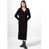 Maxikleid STREET ONE STUDIO, Damen, Gr. 34, EURO-Größen, schwarz, Web, Stoff, 50% Baumwolle, 50% Polyacyl, unifarben, casual, gerade lang, V-Ausschnitt, Langarm Bündchen, Kleider, soft und trageangenehm