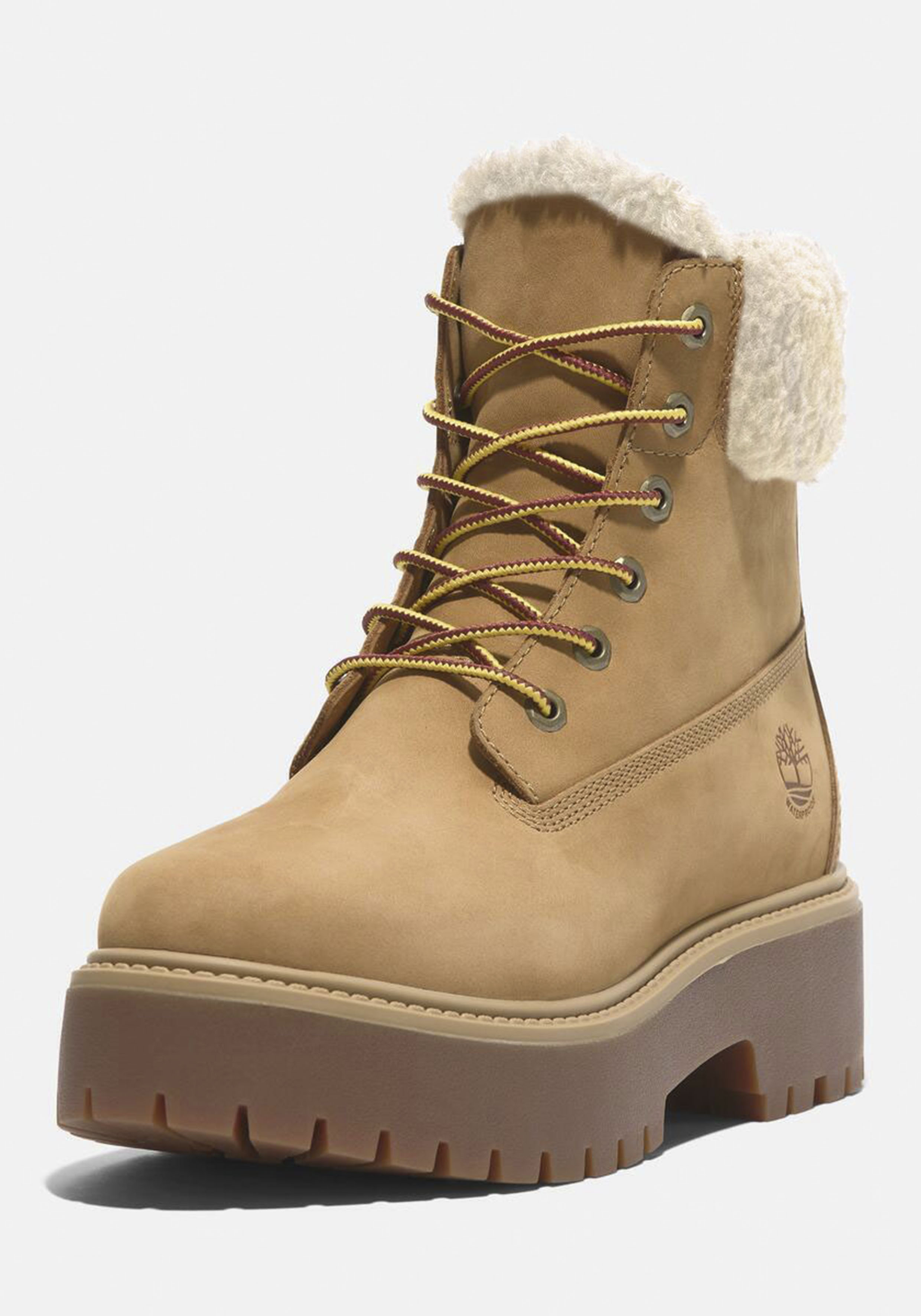 Winterboots TIMBERLAND "STONE STREETMID WARM LINED WATERPROOF BOOT", Damen, Gr. 38, braun (wheat nubuck), Leder, Textil, Schuhe Winterboots, Snowboots, Winterstiefel, Winterschuhe, wasserdicht und gefüttert