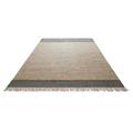 Teppich GREEN LOOOP "Viktor GL-82303", braun (anthrazit braun,anthrazit braun), B:130cm H:4mm L:190cm, Jute, Teppiche, Naturfaser Teppich aus 80% Jute 20% Baumwolle, mit Fransen, Wohnzimmer