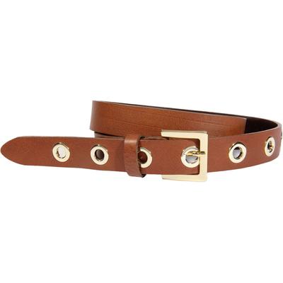 Ledergürtel SILBERGIFT, Damen, Gr. 85, braun (cognac), Rindsleder, casual,modisch,feminin,elegant, Gürtel, Mit Metallösen, eckige Schließe goldfarben Image