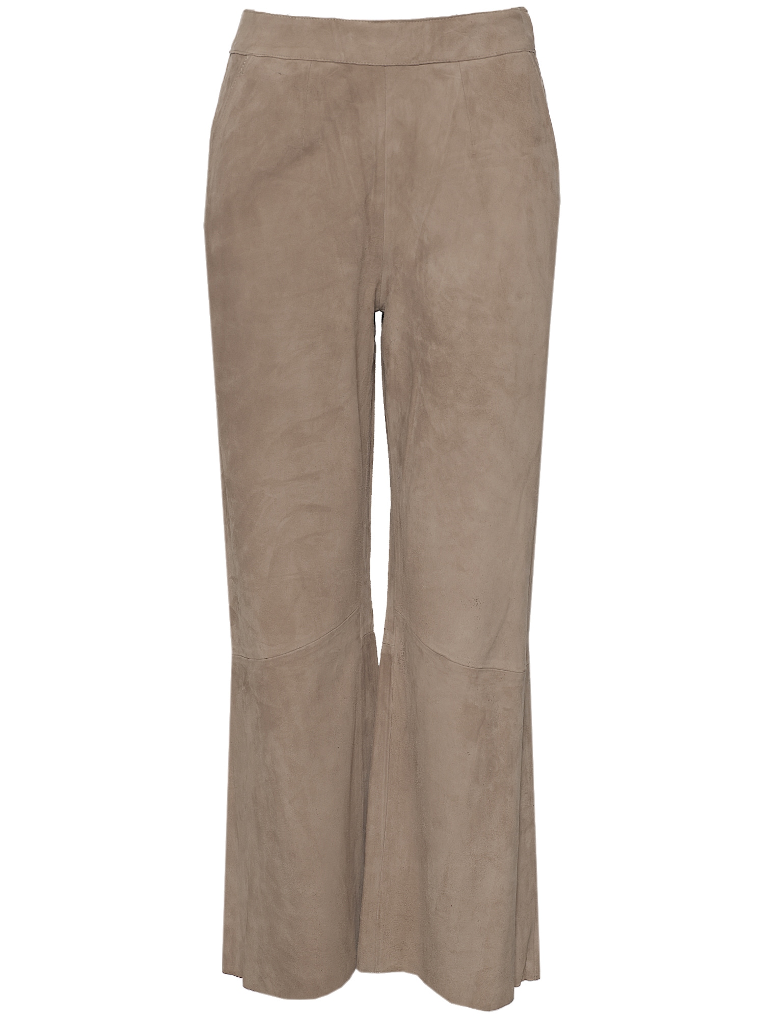 Lederhose MAZE "42021164", Damen, Gr. L, US-Größen, beige (greige), Obermaterial: 100% Ziegenveloursleder; Innenfutter: 100% Baumwolle, Hosen