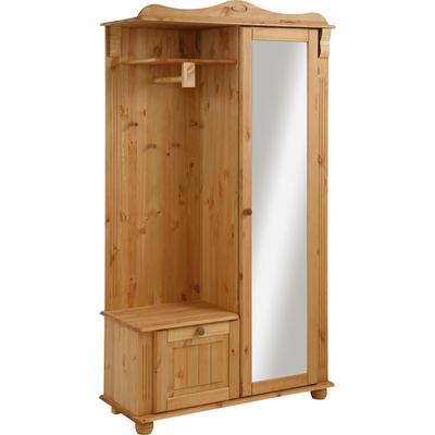 Kompaktgarderobe HOME AFFAIRE "Adele", beige (natur), B:108cm H:185cm T:40cm, Massivholz, Schränke, Breite 108 cm, mit Spiegeltür, aus massiver Kiefer, FSC Image