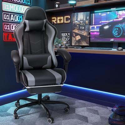 Homall Ergonomic Gaming Chair with Footrest Office Chairs High Back PU Leather Computer Chair with Massage