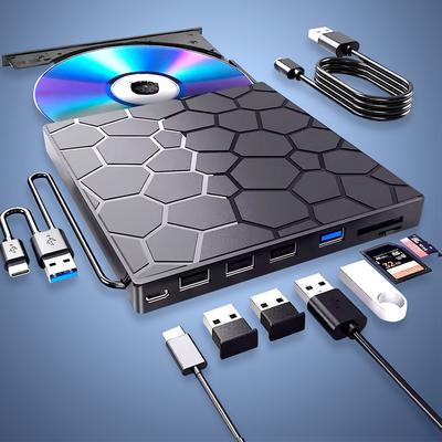 TEMU External Cd/dvd For Laptop, Dvd For Laptop, Usb 3. 0 - Portable, Dvd/ Cd External Disk Compatible Laptop Desktop , 11/10/8/7 , And Cd/vcd/dvd