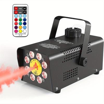 TEMU Fog Machine With 8 Colorful Rgb Lights, 500w 2000cfm Smoke Machine With Wireless Remote Control, Great For Parties, Haunted Houses And Home Decoration (black)