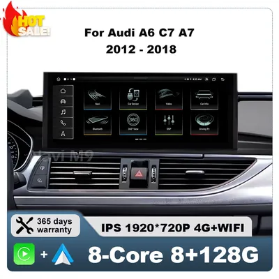 Android 14 Car Multimedia Stereo For Audi A6 C7 A7 2012-2018 Wireless CarPlay GPS Navi Radio Player Bluetooth 12.3" Touch Screen