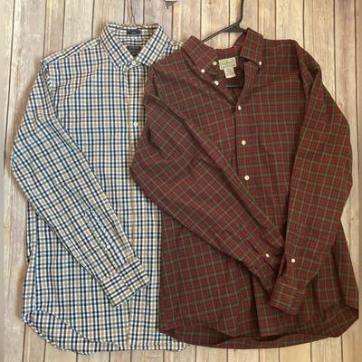 J. Crew Shirts | J Crew Button Down Shirt Mens Medium Plaid Slim Fit & Ll Bean Long Sleeve Red | Color: Red | Size: M