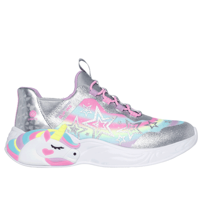 Skechers Girl's Slip-ins: Unicorn Dreams - Starry Lite Sneaker | Size 11.5 | Silver | Synthetic/Textile