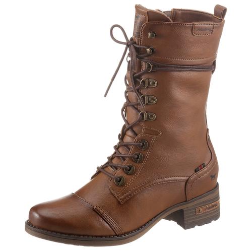 Schnürstiefel MUSTANG SHOES Gr. 37, braun (cognac-used) Damen Schuhe mit praktischem Innenreißverschluss Bestseller