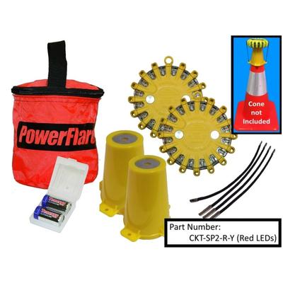 Powerflare 2-Position Cone Adapter Kit with 2-Pack Soft Pack of Magnetic PowerFlare Lights Red/Blue LEDs Blue Shell CKT-SP2M-RB-BL