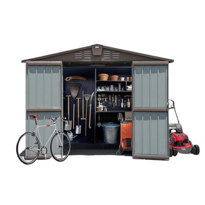 Outdoor Storage Shed 8.2' x 6.2', Metal Steel Utility Tool Shed Storage House with Double Lockable Doors - N/A