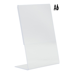 Securit® Transparenter Posterhalter – A6 – L-Form – Hochformat – Beidseitig – Acryl – Für Tische in Cafés, Hotels und Restaurants Image