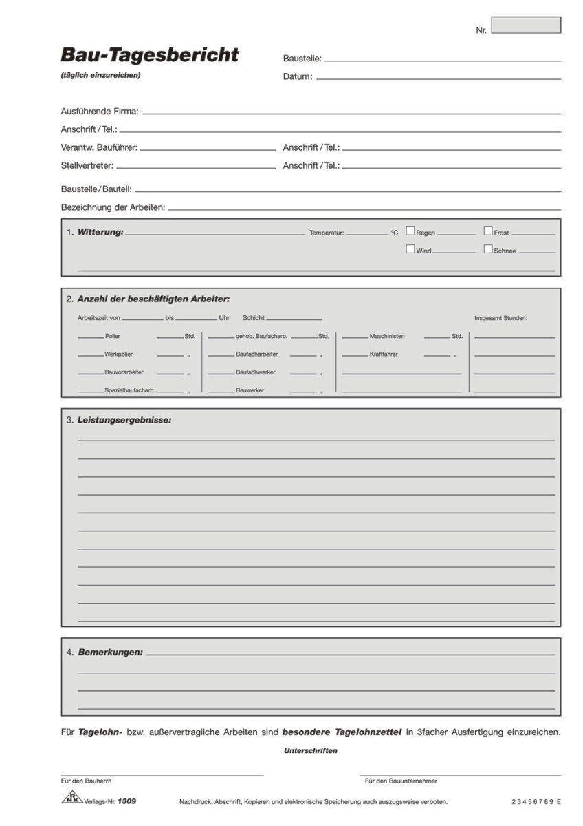 RNK Bautageblock A4 3x40 Blatt selbstdurchschreibend Image