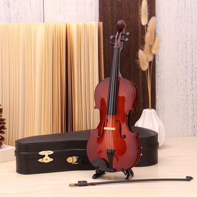 TEMU Miniature Violin Model Kit With Stand, Bow, And Case - Exquisite Handcrafted Wooden Mini Instrument Replica, Ideal Home Decor And Memorable Gift For Music Lovers, Suitable For Ages 14+