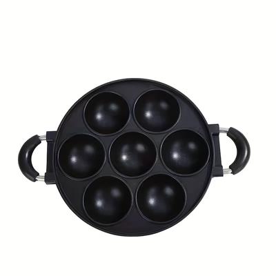 TEMU 1pc, Aluminum 7-hole Takoyaki Pan, Multipurpose Octopus Ball Maker And Egg Cake Mold For Gas Stove Use, Kitchen Supplies