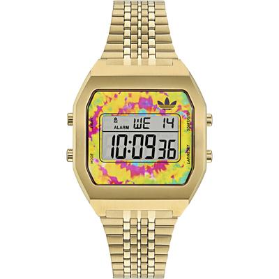 Digitaluhr ADIDAS ORIGINALS "DIGITAL TWO", gold (gelbgoldfarben), Armbanduhren, Damen, Quarzuhr, Armbanduhr, Herrenuhr, Damenuhr, unisex, Edelstahlarmband Image