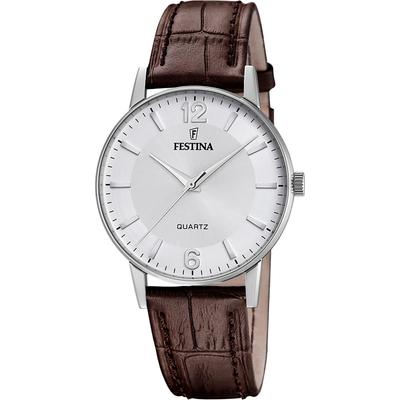 Quarzuhr FESTINA, braun (braun, silberfarben), Armbanduhren, Herren, Armbanduhr, Herrenuhr, Lederarmband, analog Image
