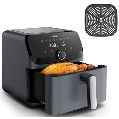 TEFAL Heissluftfritteuse "Tefal EY855B Easy Fry Mega Heißluftfritteuse", grau (edelstahl), B:31cm H:31,5cm T:39,6cm, Fritteusen, 8 voreingestellte Programme, extragroßes Fassungsvermögen, EY855B Image