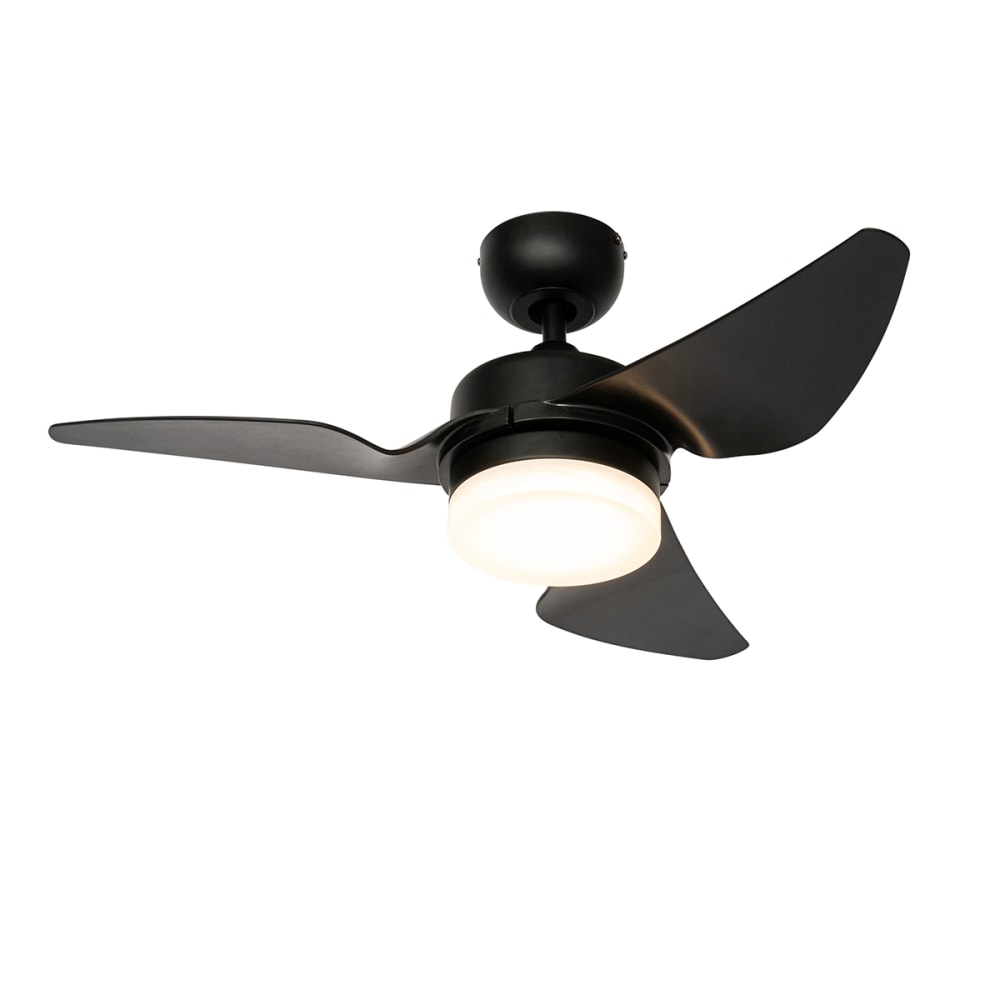 Ventilateur plafond noir avec éclairage LED et télécommande