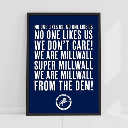 Millwall Song Druck - gerahmt A3