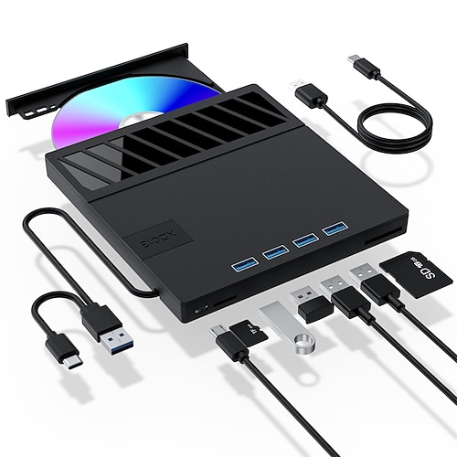 masterizzatore cd/dvd portatile ultrasottile usb 7 in 1 compatibile con lettore dvd esterno per laptop