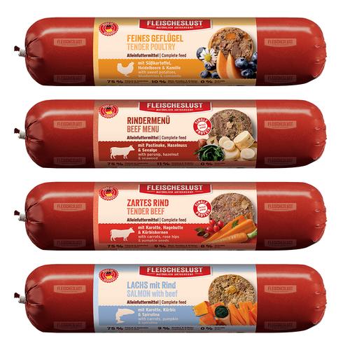 6x800g Mixpaket (4 Sorten) Fleischeslust Nassfutter für Hunde