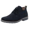 Schnürstiefelette RIEKER, Herren, Gr. 46, blau (dunkelblau), Veloursleder, kontrastfarbene Details, elegant, Schuhe, mit kariertem Innenfutter