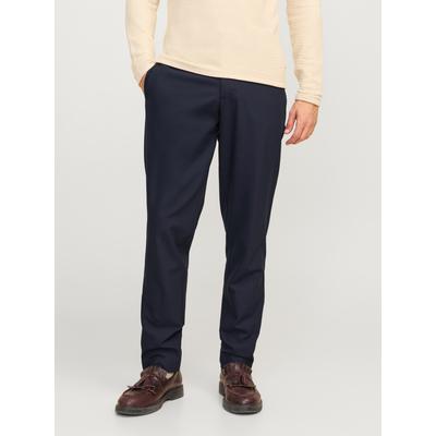 Chinohose JACK & JONES "JPSTACE LEO CHINO NOOS", Herren, Gr. 29, Länge 34, blau (schwarz navy), Web, Obermaterial: 76% Polyester, 17% Viskose, 7% Elasthan, meliert, modisch, slim fit, Hosen Image