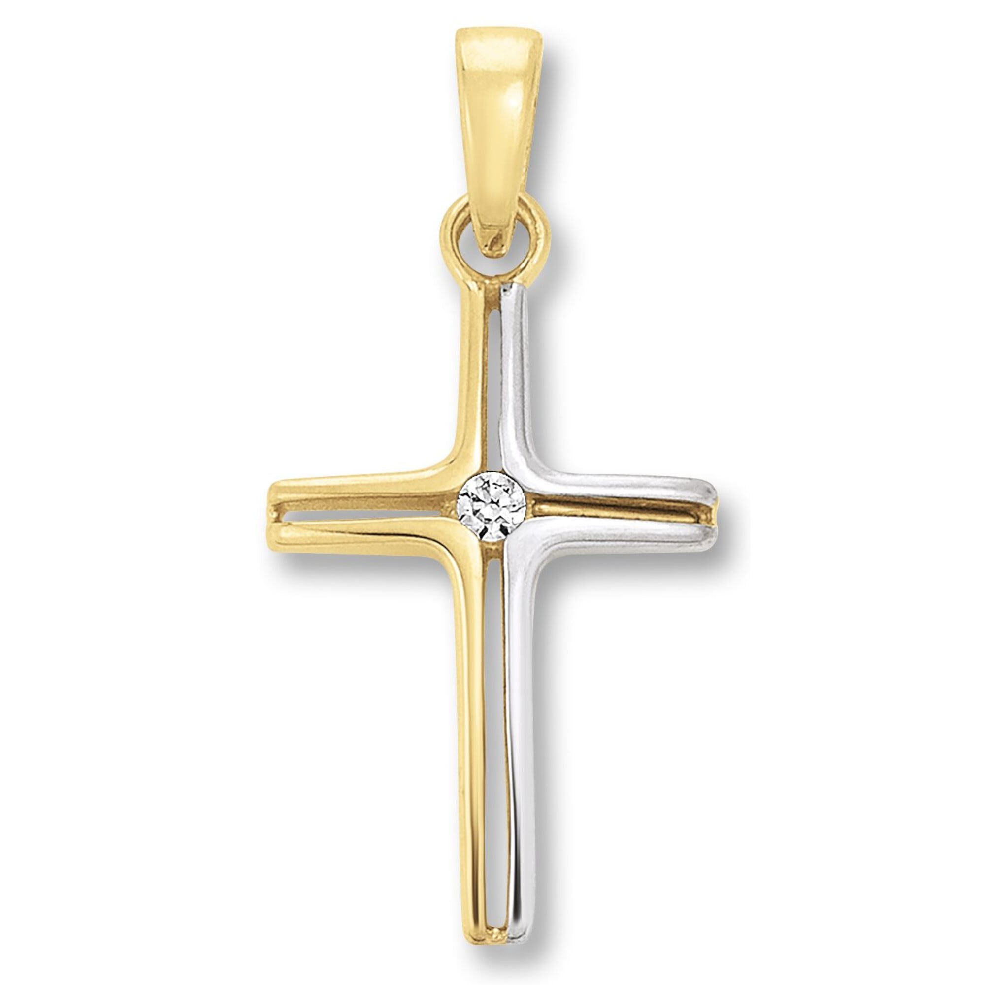 Kettenanhänger ONE ELEMENT "Zirkonia Kreuz Anhänger aus 333 Gelbgold", gold, Schmuckanhänger, Damen, Gelbgold 333 Gold, Gelbgold 333, Gold, Kettenanhänger, Fein gefertigt – ein Zeichen mit besonderer Bedeutung