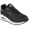 Sneaker SKECHERS "UNO GOLDEN AIR", Damen, Gr. 42, schwarz-weiß (schwarz, weiß), Lederimitat, kontrastfarbene Details, sportlich, Schuhe Sneaker, Freizeitschuh, Halbschuh, Schnürschuh mit Metallic-Einsatz