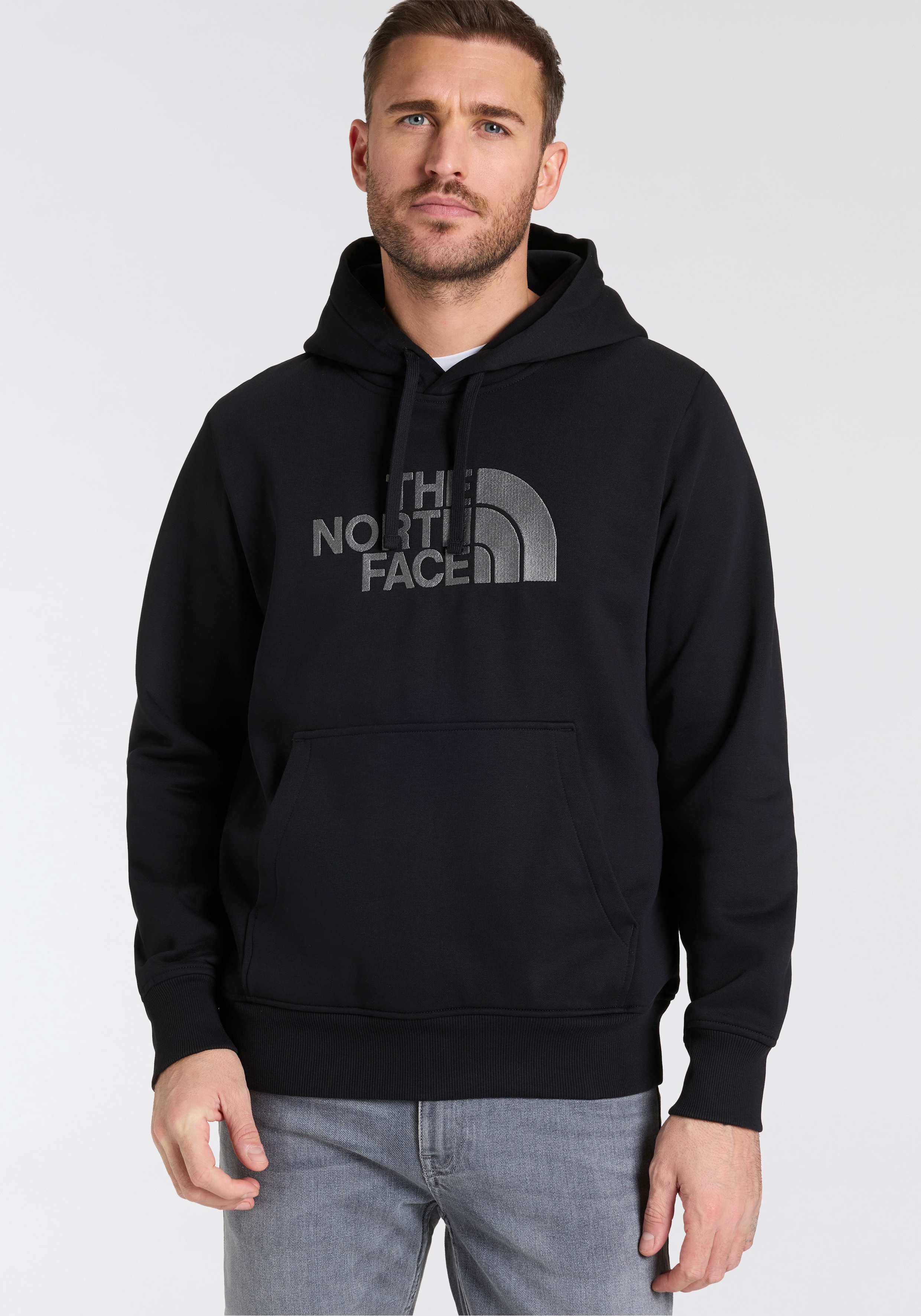 Kapuzensweatshirt THE NORTH FACE "M DREW PEAK REGULAR HOODIE", Herren, Gr. S, schwarz (tnf schwarz), Sweatware, Obermaterial: 80% Baumwolle, 20% Polyester, bestickt, unifarben, Rippbündchen, Sweatshirts, mit Kängurutasche, mit regulierbarer Kapuze,...
