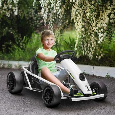 Aosom 24V 8.1 MPH Electric Go Kart, Drifting Car Battery Powered Ride on Toy Outdoor with Slow Start, Music, Horn Honking